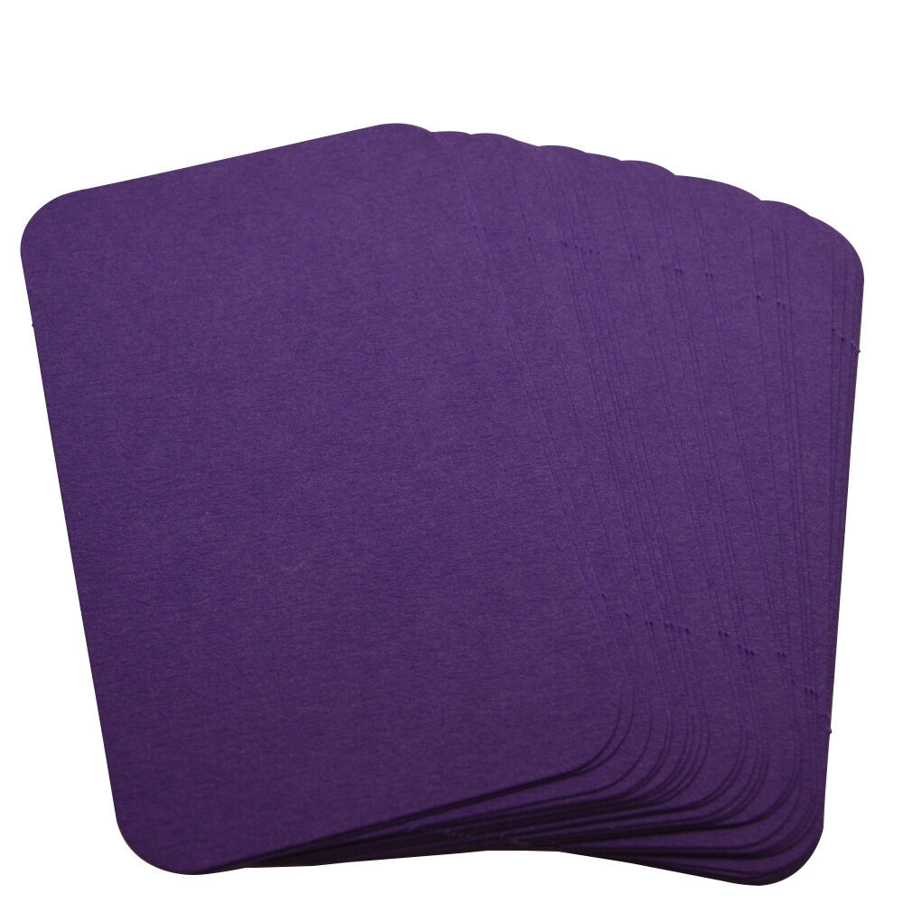 50 x Purple Rounded Corner Blank Business Cards – 260gsm – Stamp, Write or Print - UK Card Crafts