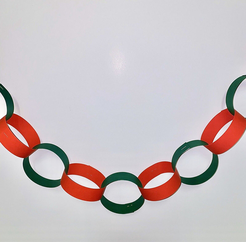 Christmas Red & Green Paper Chain Card Strips. 5 Meters / 16 Feet Long, Party