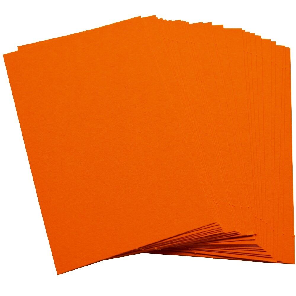 50 x Orange Blank Business Cards – 260gsm – Stamp, Write or Print Your Own - UK Card Crafts