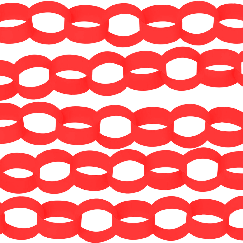 Christmas Red Paper Chain Strips. 5 Meters / 16 Feet Long. Party Decorations