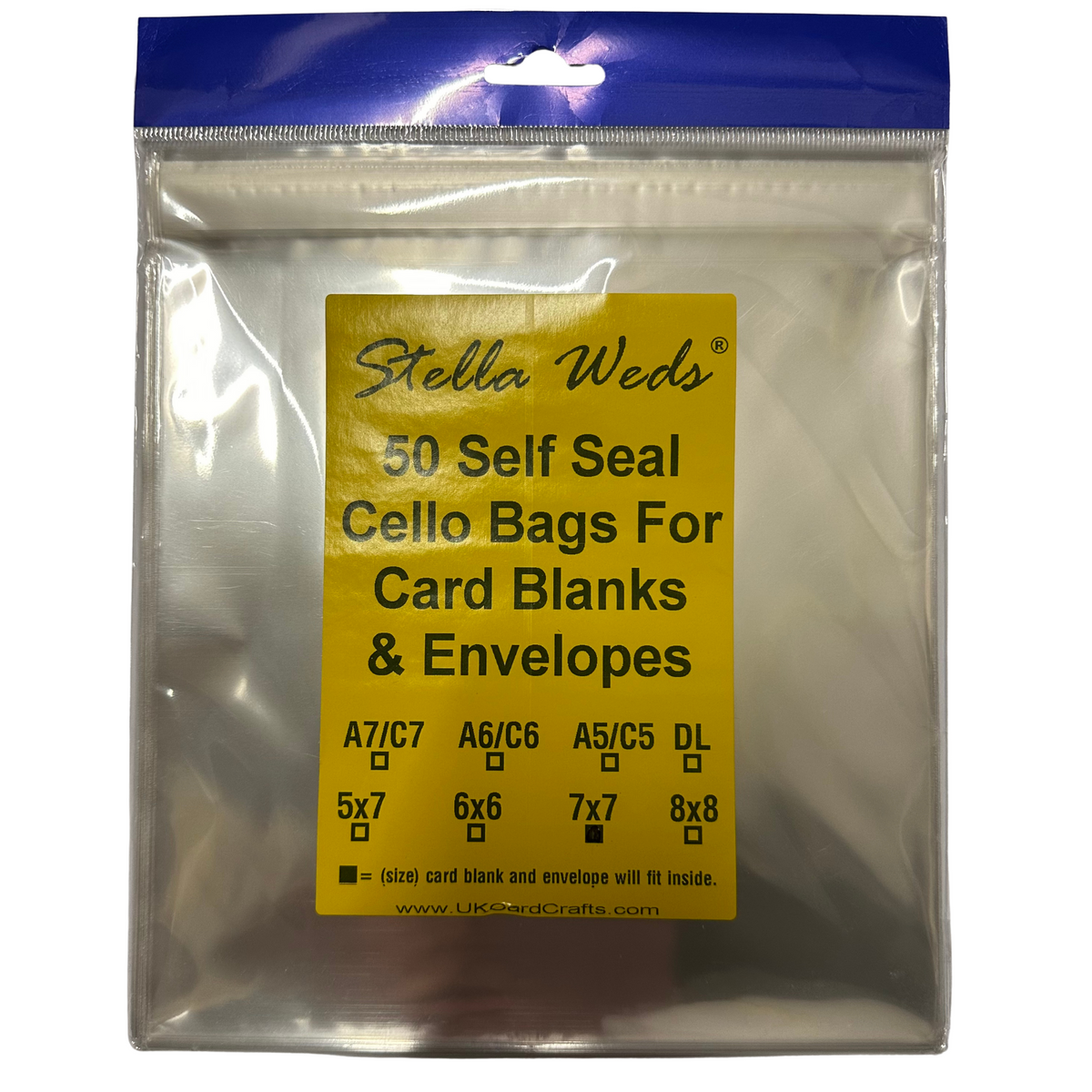 Clear Self Seal Bags To Fit 7x7 Card Blank & Envelope x 50 Per Pack