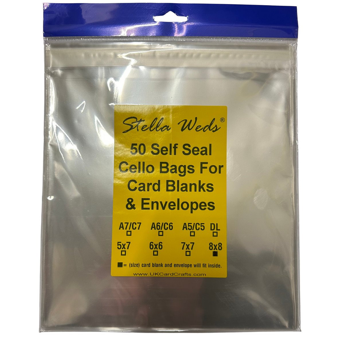 Clear Self Seal Bags To Fit 8x8 Card Blank & Envelope x 50 Per Pack