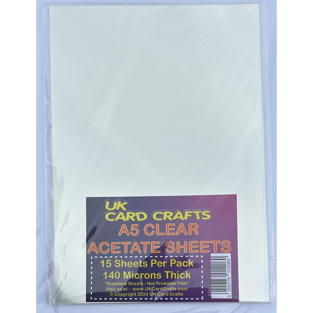 15 x A5 Acetate Sheets Transparent Clear OHP, Craft, Office Acetate