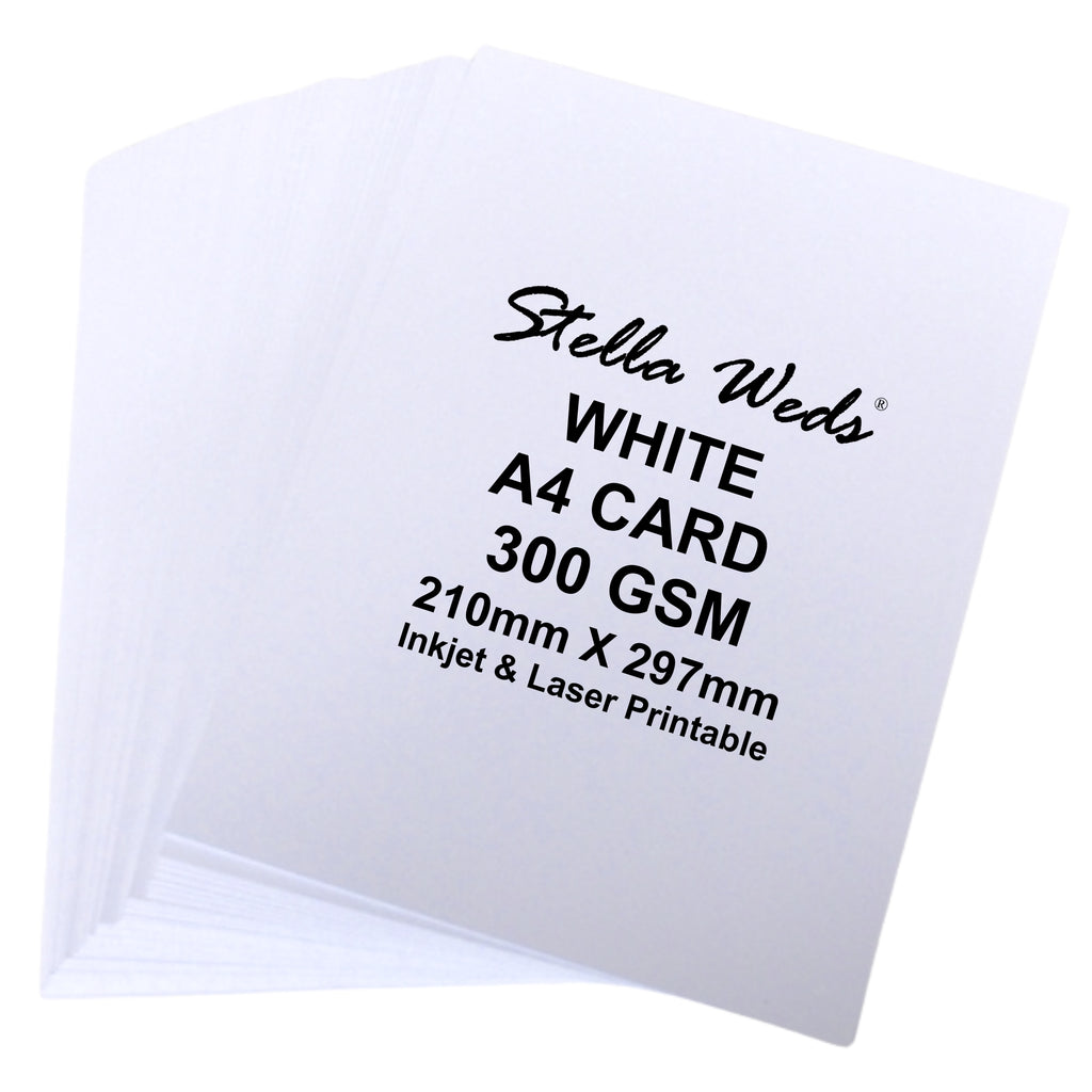 A4 White Card Stock (297mmx210mm) 300gsm - Stella Weds®