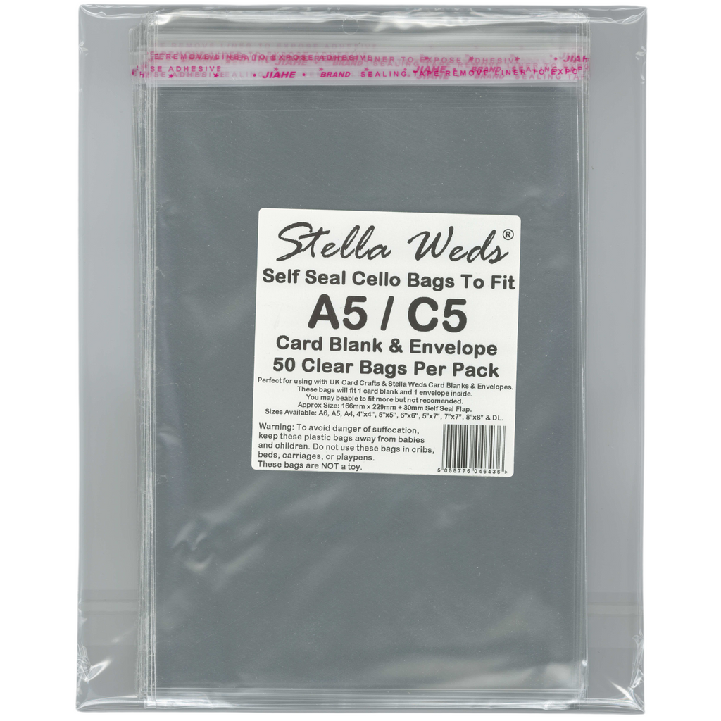 1000 x Clear Self Seal Bags To Fit A5/C5 Card Blank & Envelope