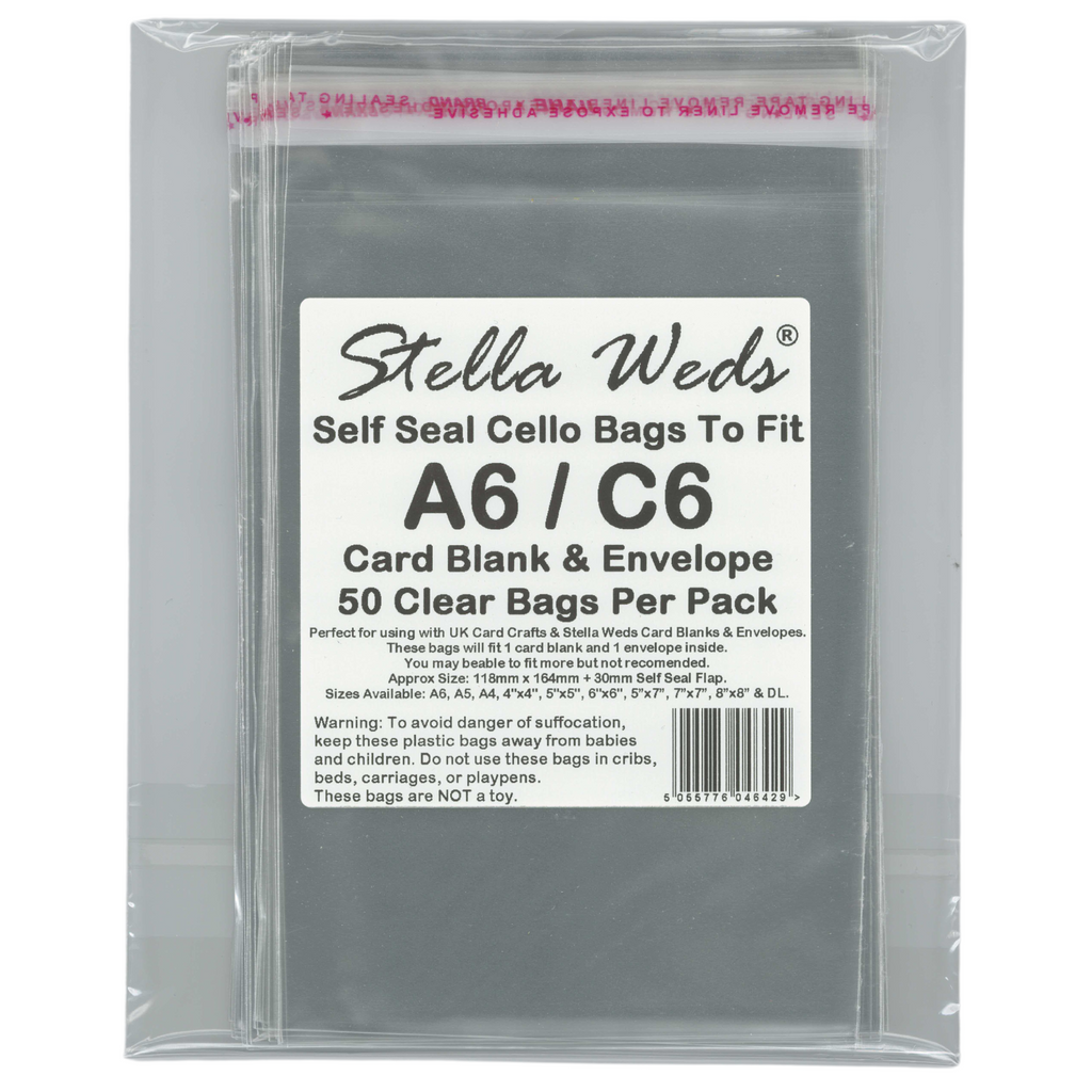 1000 x Clear Self Seal Bags To Fit A6/C6 Card Blank & Envelope
