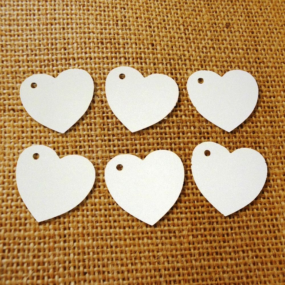 100 Heart Tags In White  Valentines  Wedding  Wish Tree Tags. No Ribbon Or String.