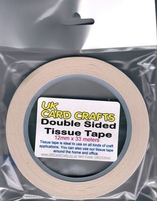 12mm x 33 Meters Double Sided Tissue Tape - UKCC0065 Default Title - UK Card Crafts