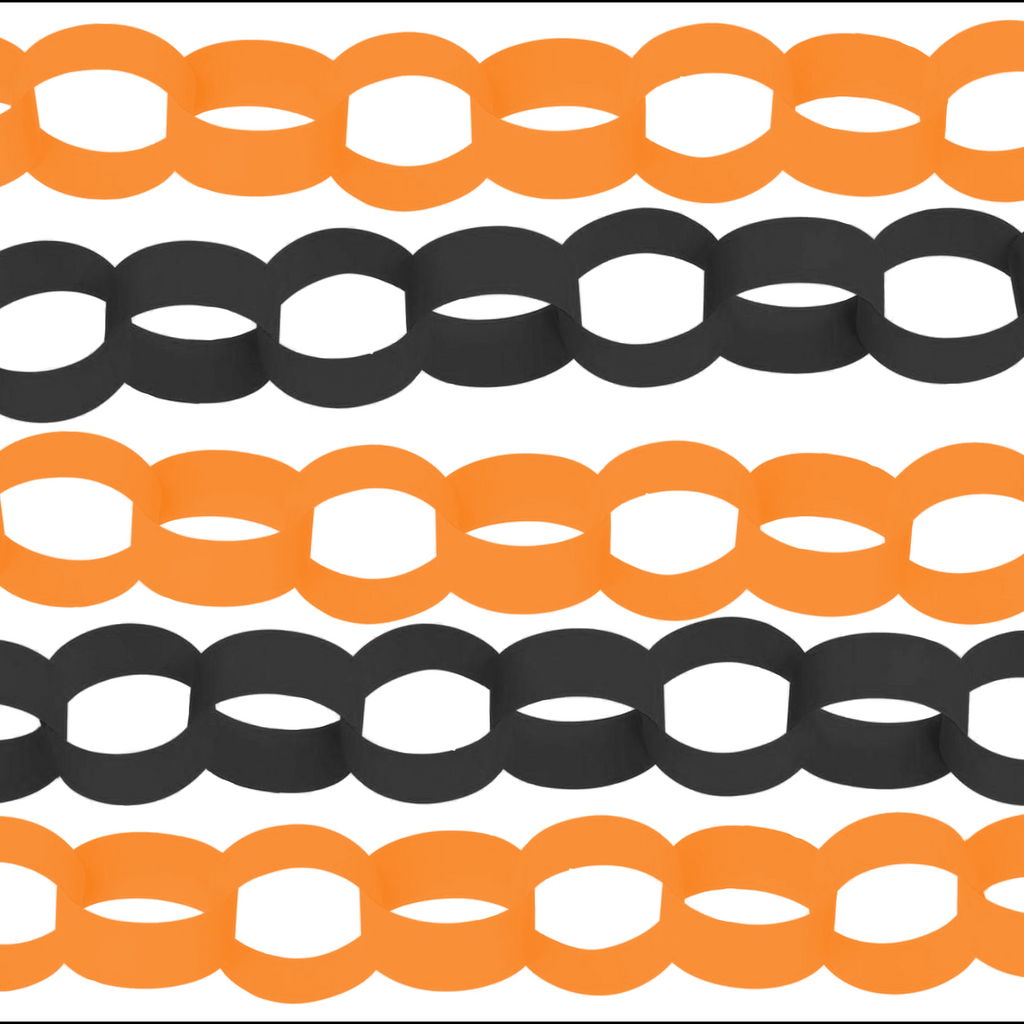 Spooky Halloween Paper Chains - Orange and Black Card Decorations - 5m Pack