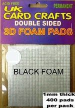 1mm Thick Black Foam Pads X 400 pads per pack - UKCC0019 Default Title - UK Card Crafts