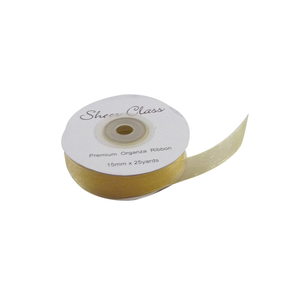Gold Organza Ribbon. 15mm X 22meters. Chiffon Ribbon