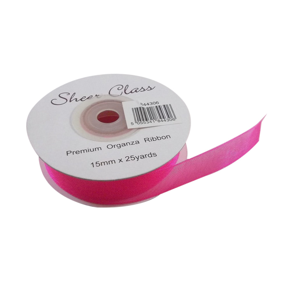 Hot Pink Organza Ribbon. 15mm X 22meters. Chiffon Ribbon