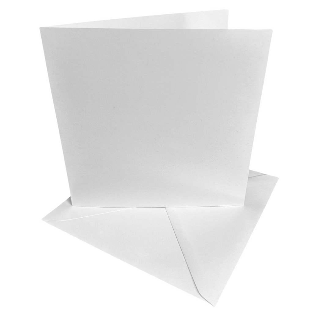 10 x 4x4 White Card Blanks & Envelopes - 300gsm