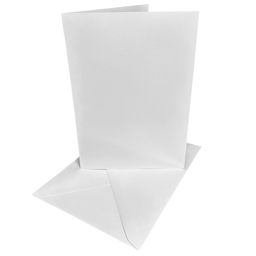 10 x A6 White Card Blanks & Envelopes - 300gsm