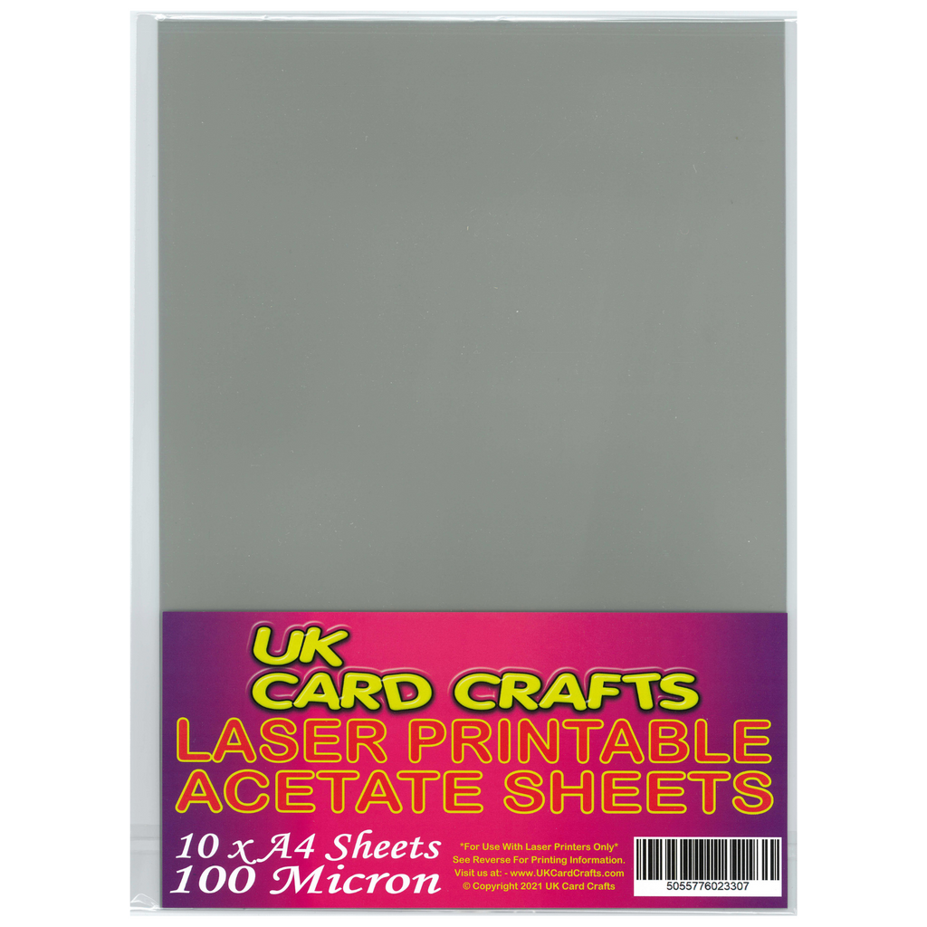 Laser Printable A4 Acetate Sheet Film x 10 Sheets - UK Card Crafts