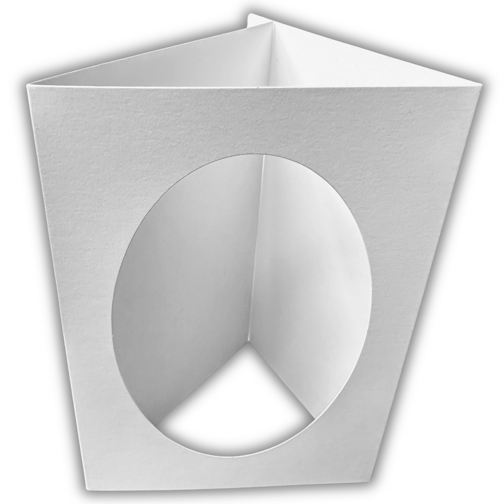 10 Pack A6 White Oval Aperture Card Blanks & Envelopes, Tri-Fold - 300gsm - UK Card Crafts