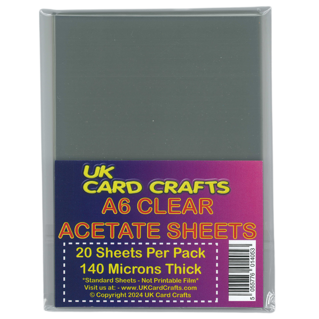 20 x A6 Acetate Sheets Transparent Clear OHP, Craft, Office Acetate - UK Card Crafts