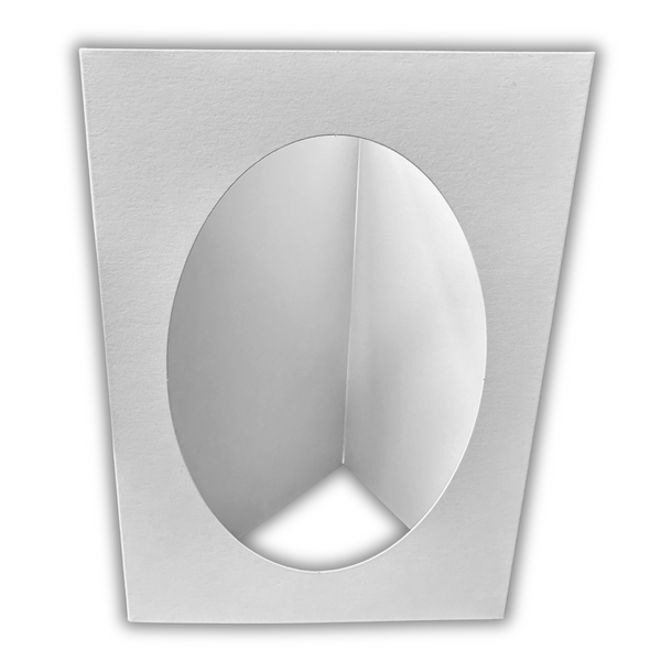 10 Pack A6 White Oval Aperture Card Blanks & Envelopes, Tri-Fold - 300gsm