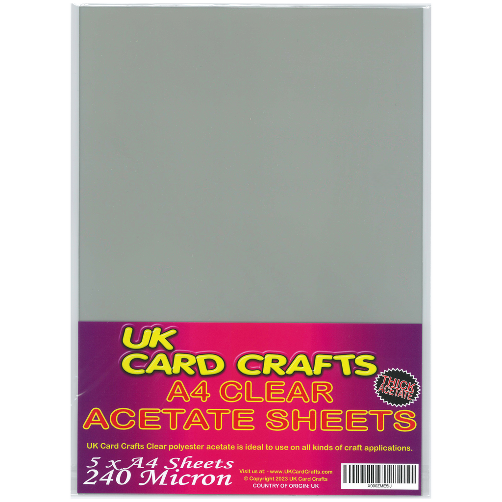 A4 Clear Acetate 240 Micron x 5 Sheets - UKCC0233