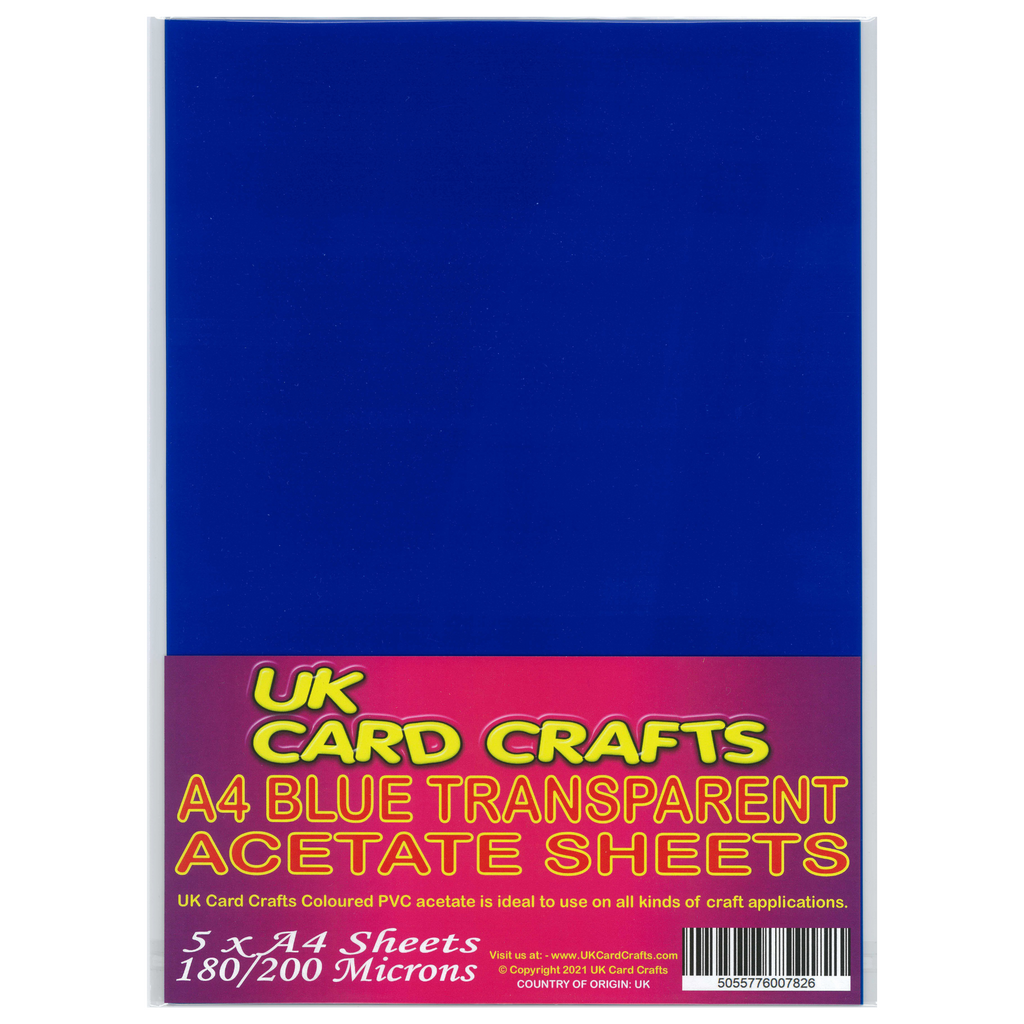 A4 Blue Acetate 200 Micron x 5 Sheets - UKCC0229