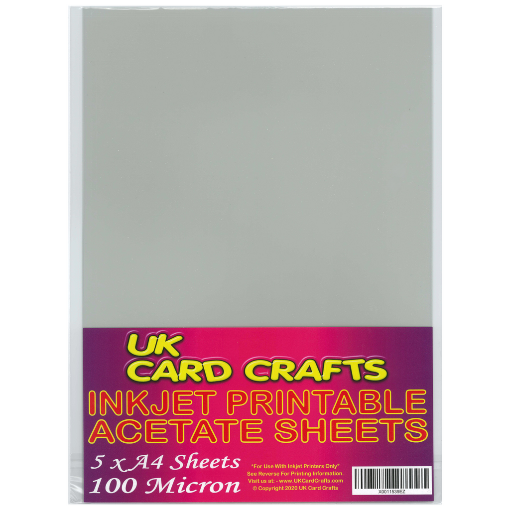 Printable Inkjet A4 Acetate Film x 5 Sheets - UKCC0227 - UK Card Crafts