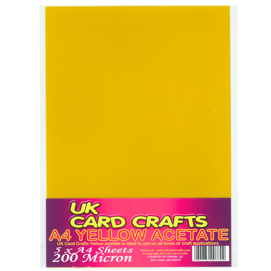 A4 Yellow Acetate 200 Micron x 5 Sheets - UKCC0232