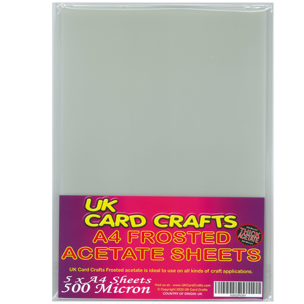 A4 Frosted Acetate 300 Micron x 5 Sheets - UKCC0240 - UK Card Crafts