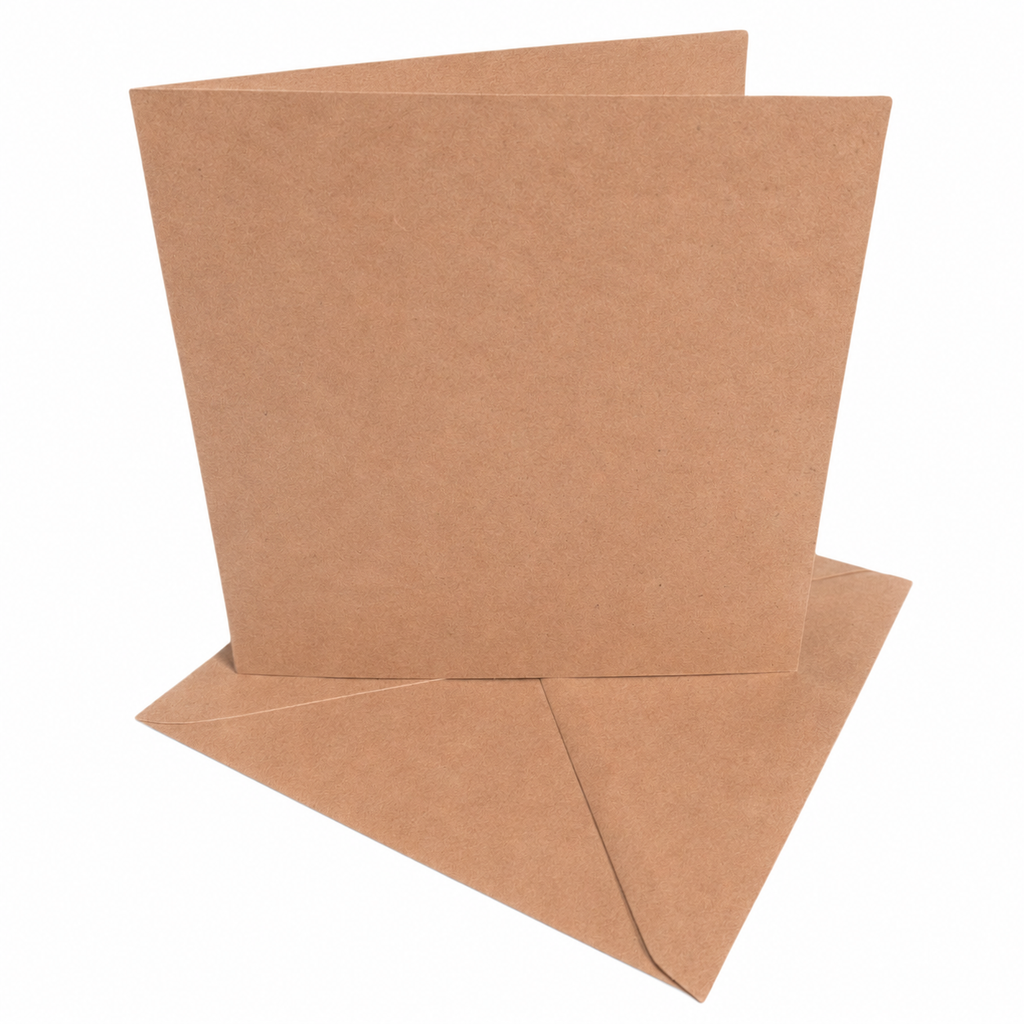 50 6x6 Brown Kraft Card Blanks With Envelopes - Eco Friendly & Recyclable