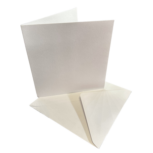 50 Pack - 6x6 Pearl White Card Blanks & White Envelopes - 300gsm