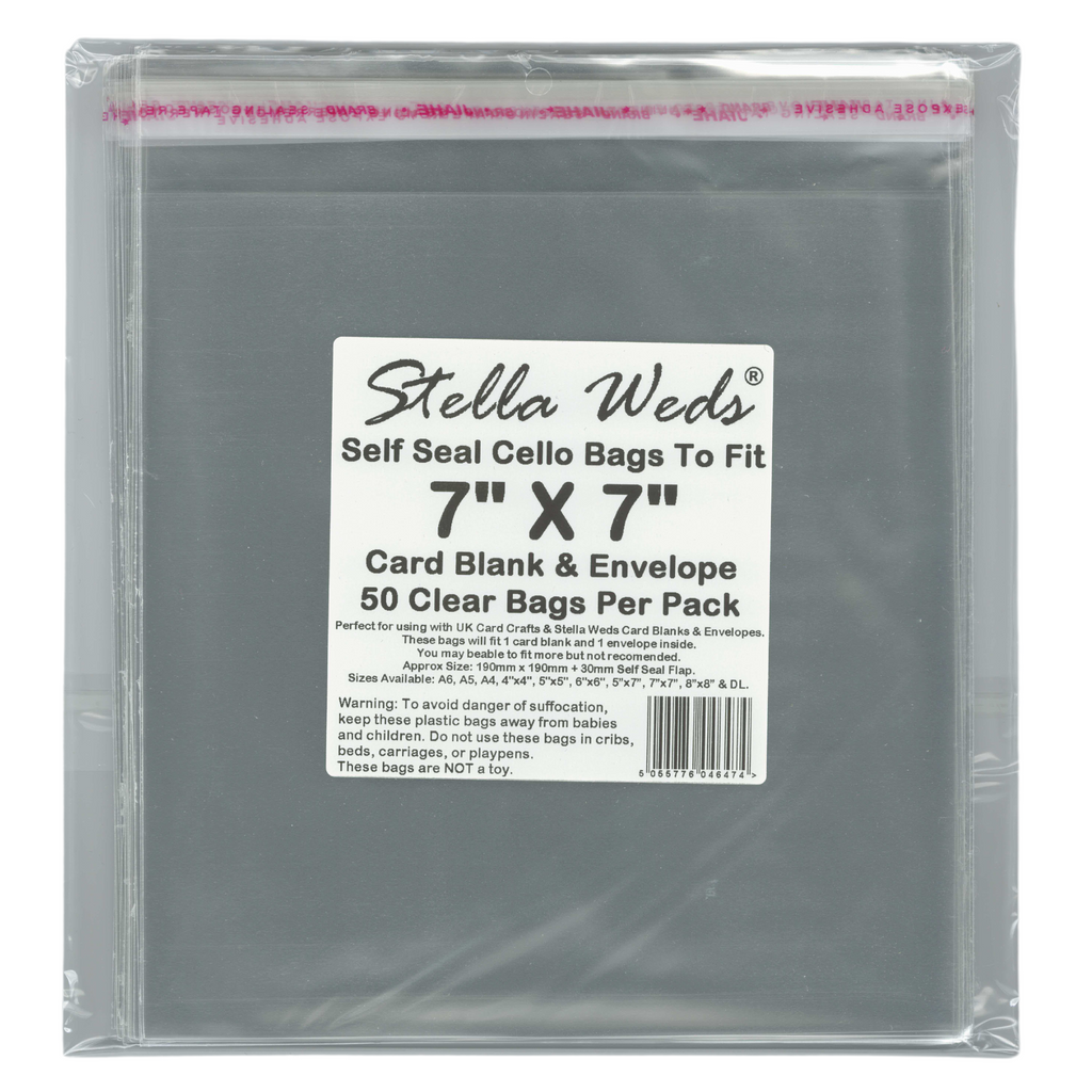 1000 x Clear Self Seal Bags To Fit 7x7 Card Blank & Envelope