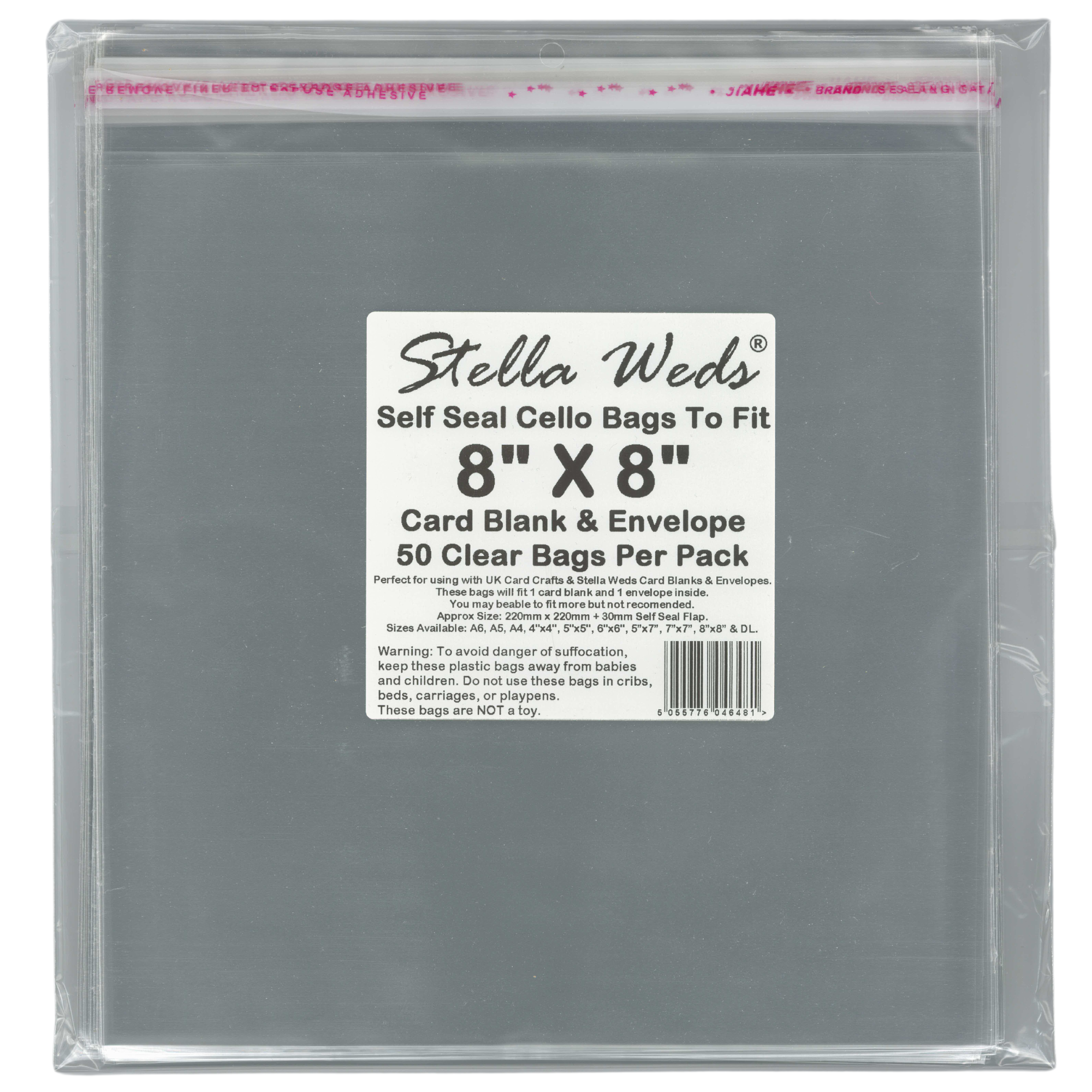 Clear Self Seal Bags To Fit 8x8 Card Blank & Envelope x 50 Per Pack – UK  Card Crafts