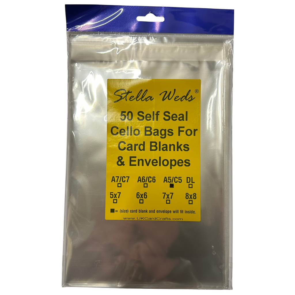 Clear Self Seal Bags To Fit A5/C5 Card Blank & Envelope x 50 Per Pack