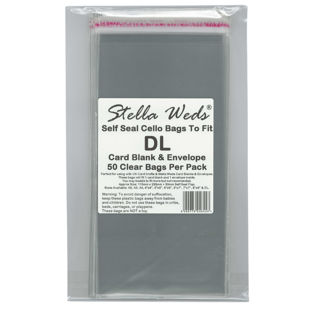 Clear Self Seal Bags To Fit DL Card Blank & Envelope x 50 Per Pack