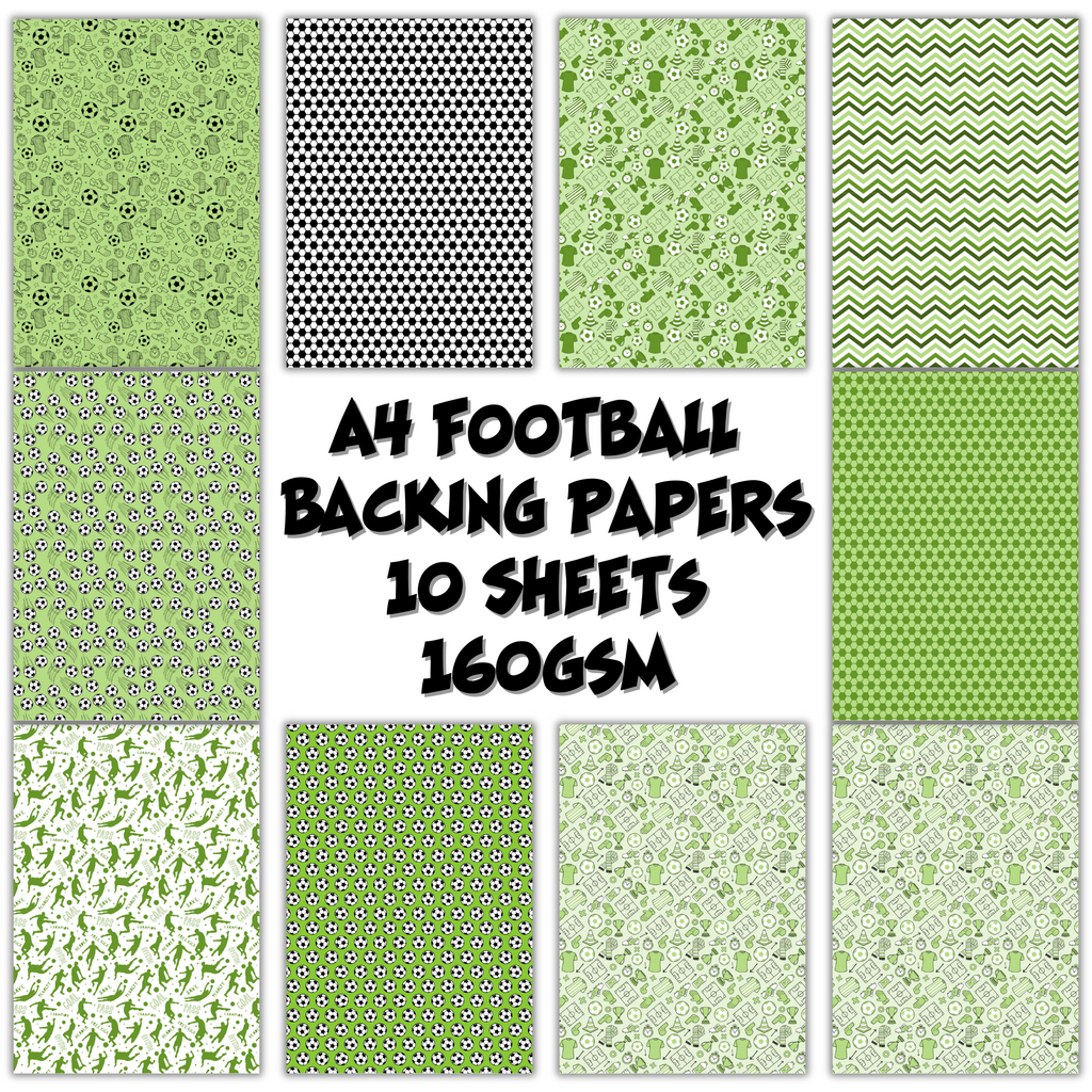 Football Themed A4 Cardmaking Backing Papers - 10 Sheets (160gsm) - UK Card Crafts