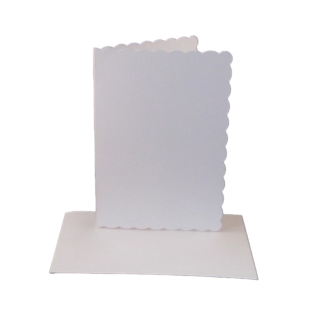 50 Pack - C6 / A6 White Scalloped Greeting Card Blanks & Envelopes - 300gsm