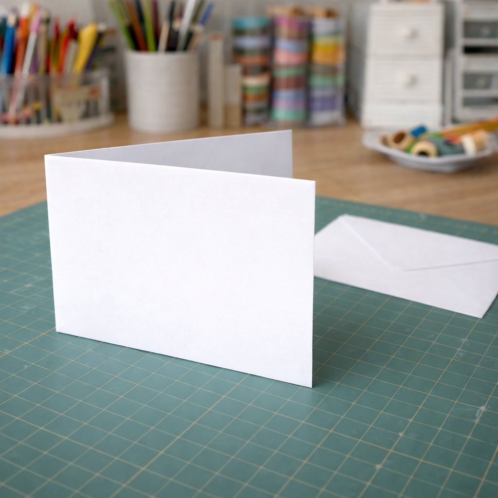 25 Landscape 5x7 White Card Blanks & Envelopes - 300gsm