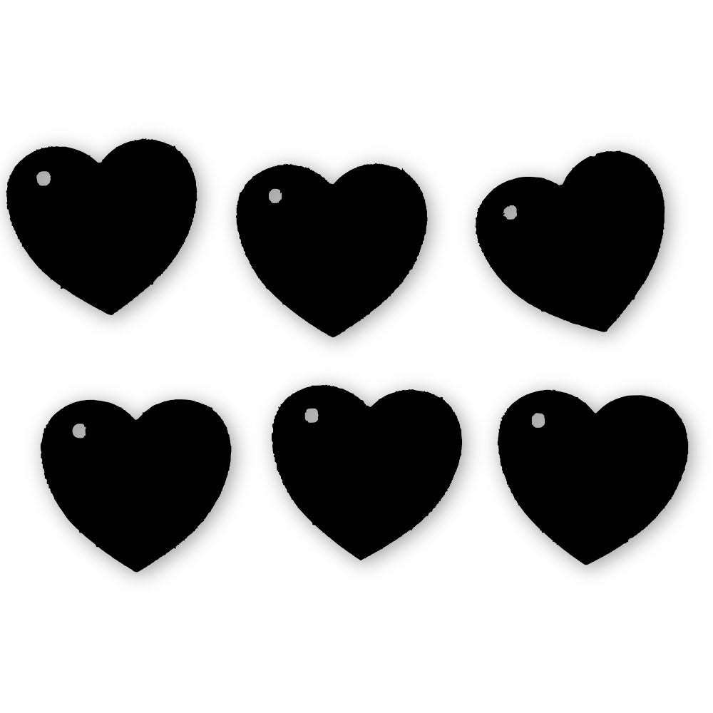 100 Heart Tags In Black  Valentines  Wedding  Wish Tree Tags. No Ribbon Or String.