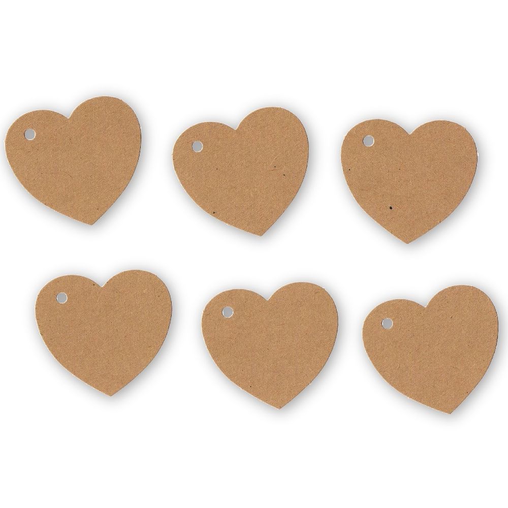 100 Heart Tags In Kraft  Valentines  Wedding  Wish Tree Tags. No Ribbon Or String.