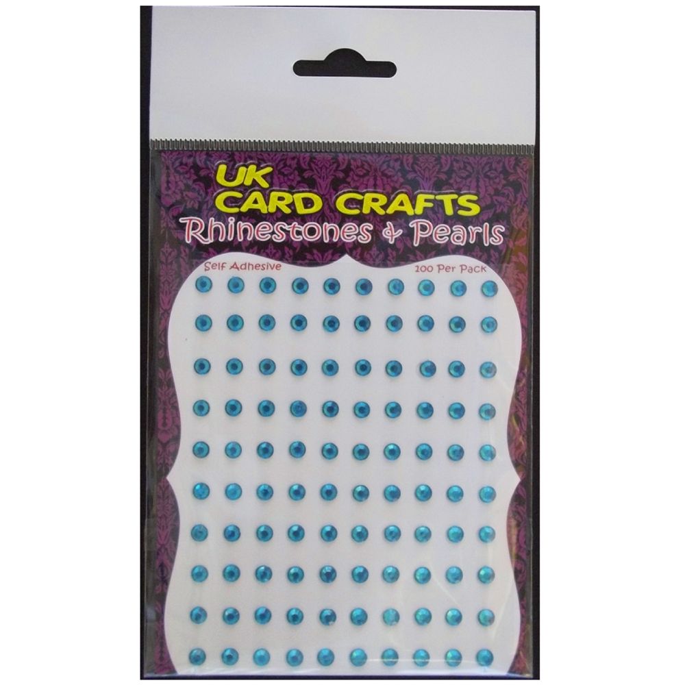 100 X Blue Rhinestones - Self Adhesive - UK Card Crafts