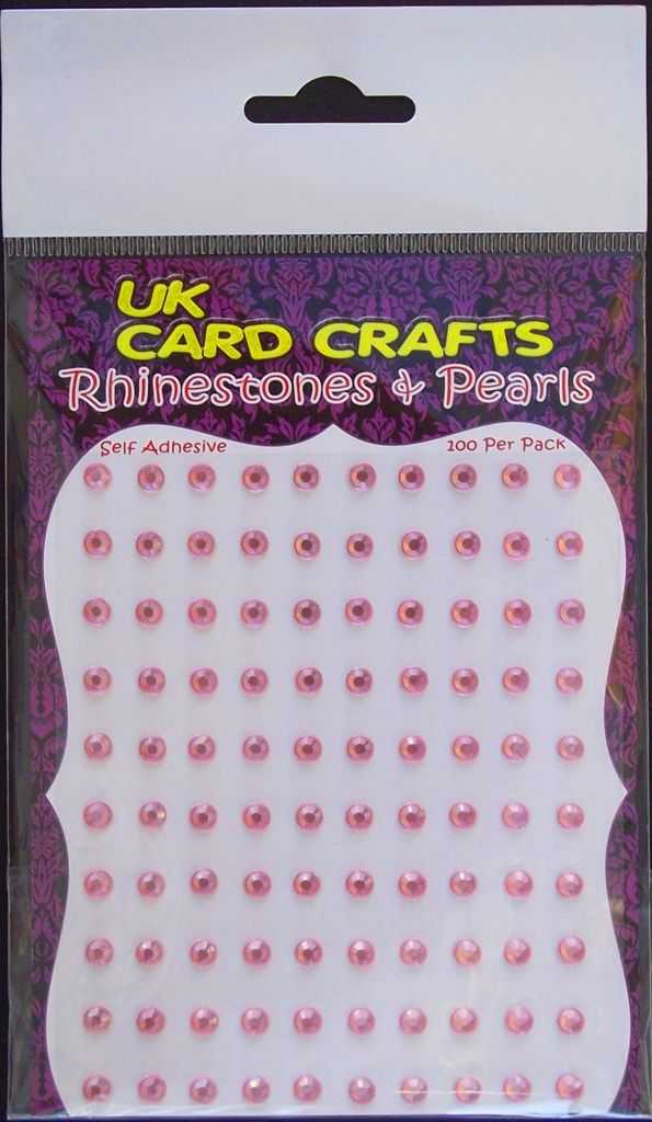 100 X Pink Rhinestones - Self Adhesive - UK Card Crafts