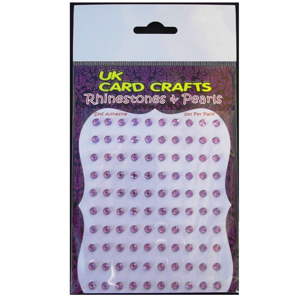 100 X Purple Rhinestones - Self Adhesive - UK Card Crafts