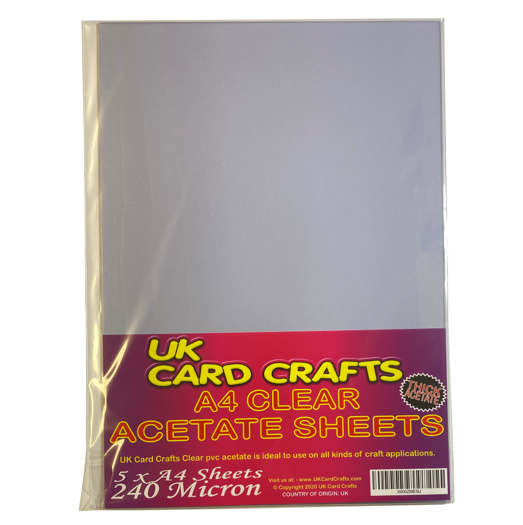 A4 Clear Acetate 240 Micron x 5 Sheets - UKCC0233