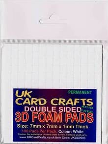 5 X 1mm Thick x 7mm x 7mm White Foam Pads 196 Pads Per Pack - UKCC0083