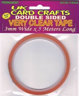 5 X 3mm Wide x 5 Meters Clear Double Sided Tape - UKCC0031