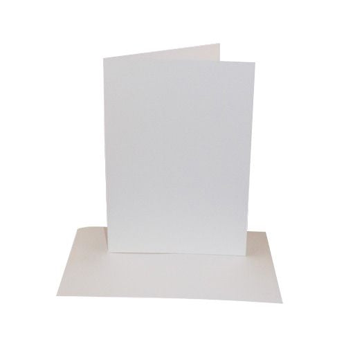 50 Pack - C6 / A6 White Greeting Card Blanks & Envelopes - 300gsm