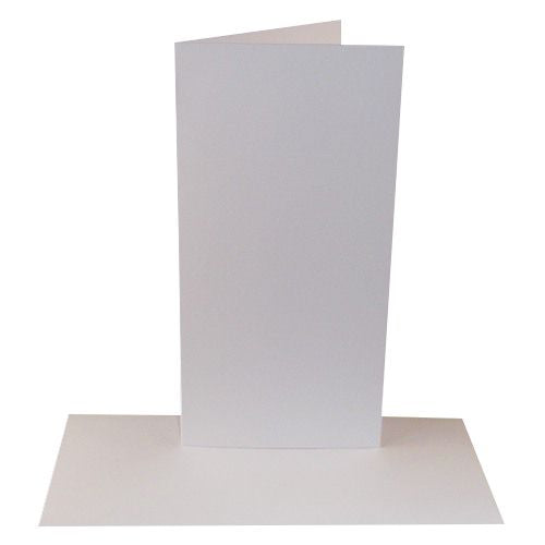 50 Pack - DL White Greeting Card Blanks & Envelopes - 300gsm