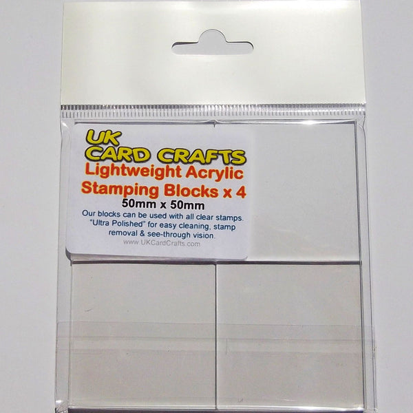 50mm x 50mm Square Lightweight Acrylic Stamping Blocks x 4 Per Pack