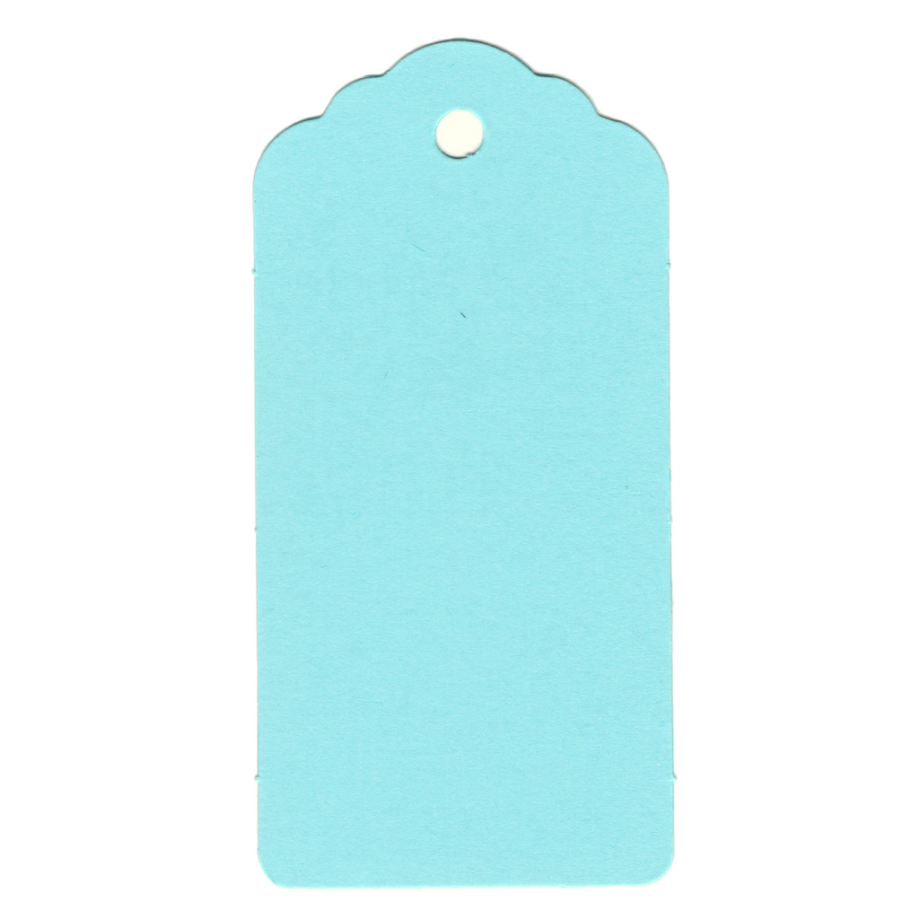 100 Rectangle Scalloped Gift Tags with White Satin Ribbon - 21 Colours Christmas