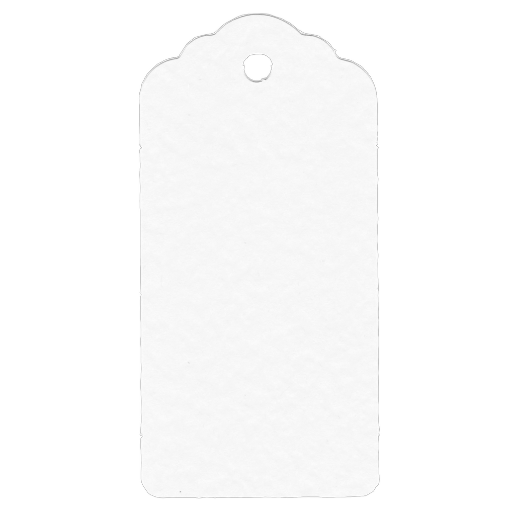 100 Rectangle Scalloped Gift Tags with White Satin Ribbon - 21 Colours Christmas