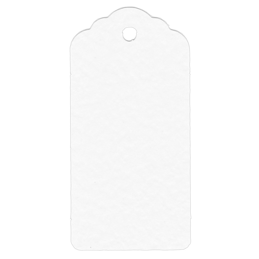 100 Rectangle Scalloped Gift Tags with White Satin Ribbon - 21 Colours Christmas White - UK Card Crafts